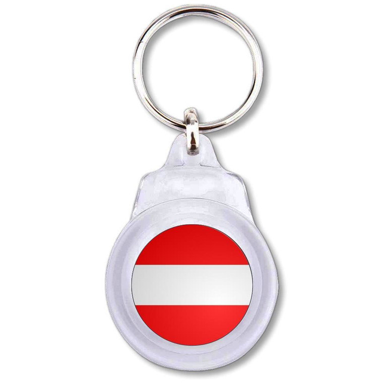 Austria Flag - Round Plastic Key Ring