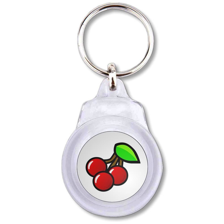 Fruit Machine Cherries - Round Plastic Key Ring