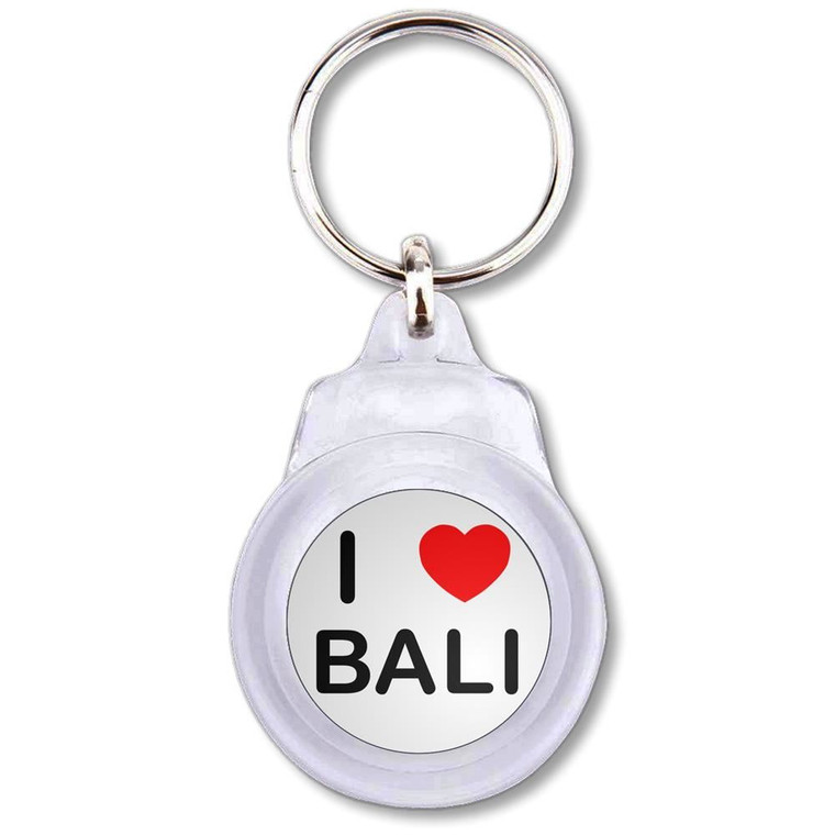 I Love Bali - Round Plastic Key Ring