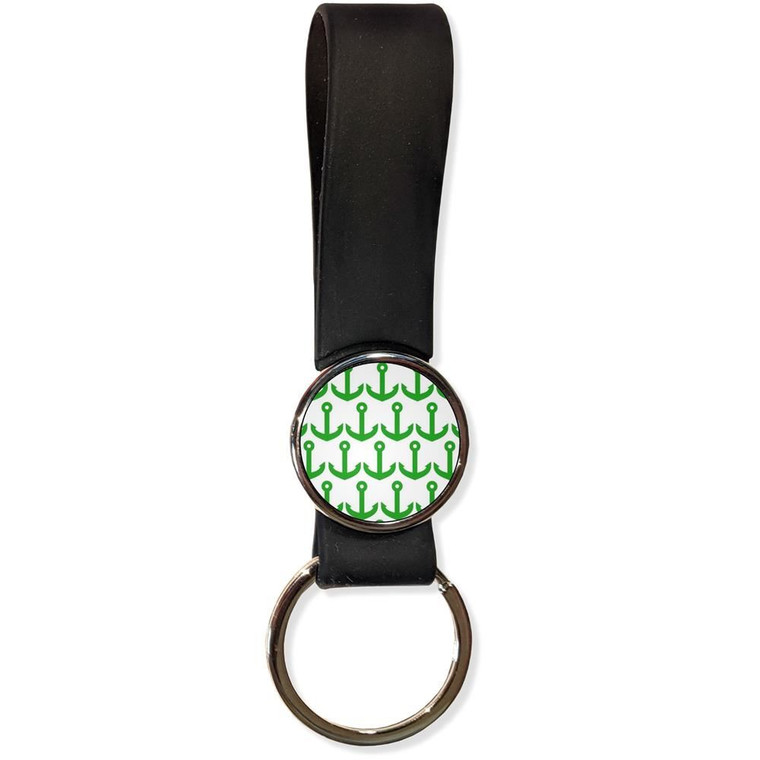 Anchor Green Pattern - Silicone Loop Key Ring