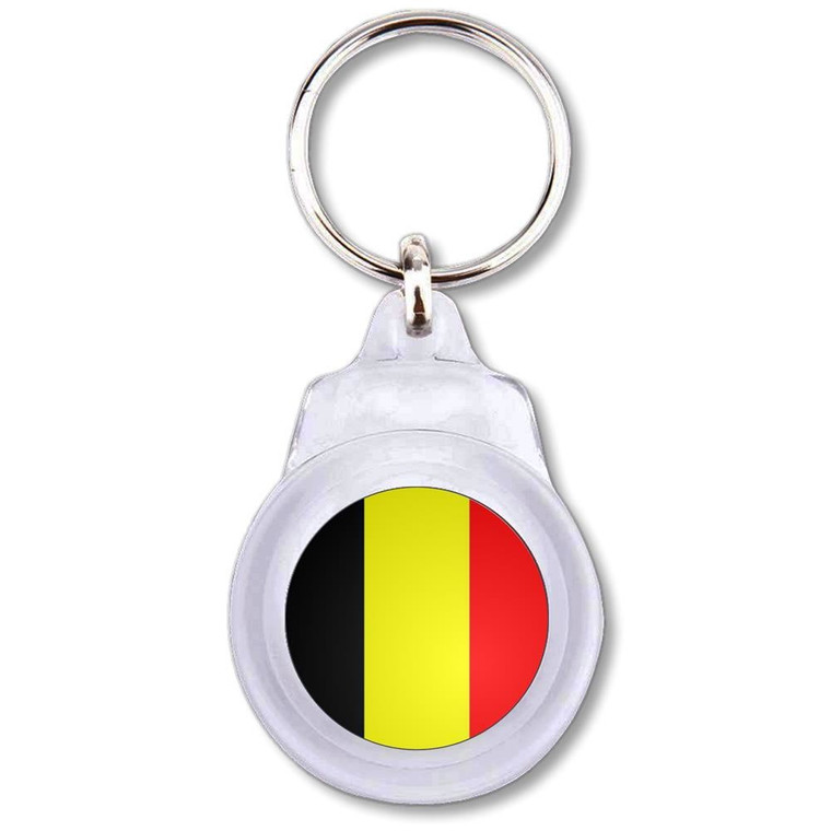 Belgium Flag - Round Plastic Key Ring Belgium Flag - Round Plastic Key Ring