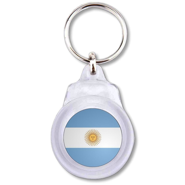 Argentina Flag - Round Plastic Key Ring