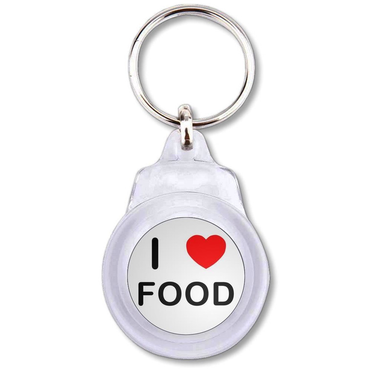 I Love Food - Round Plastic Key Ring