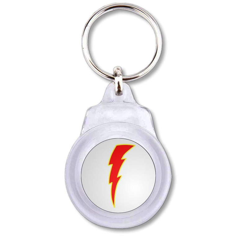Lightning Bolt Red - Round Plastic Key Ring