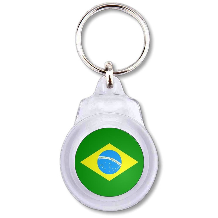 Brazil Flag - Round Plastic Key Ring