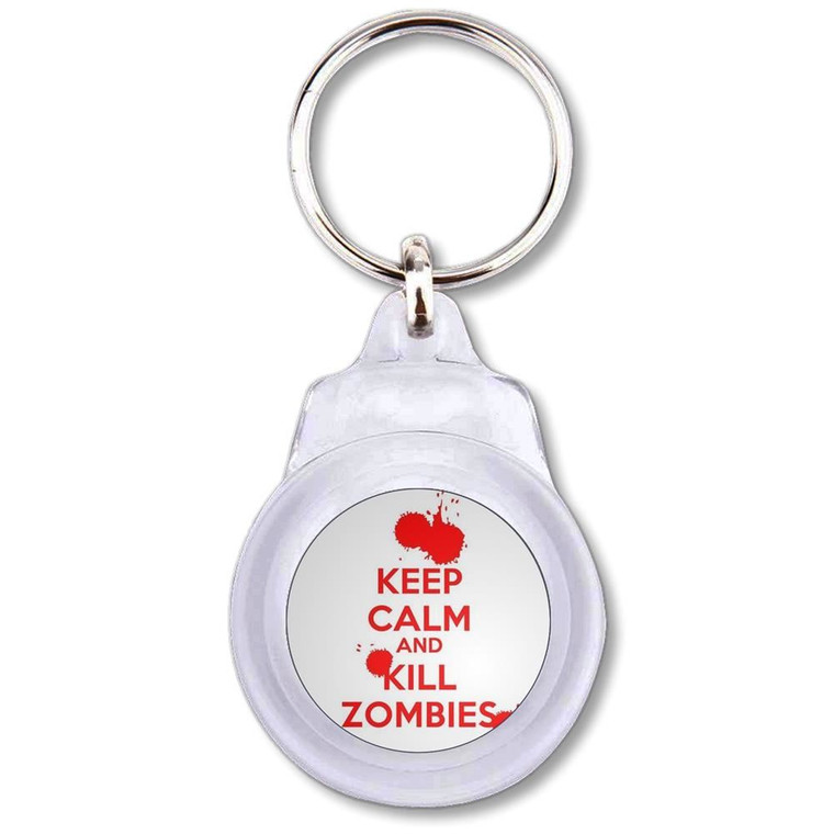 Keep Calm and Kill Zombies - Round Plastic Key Ring