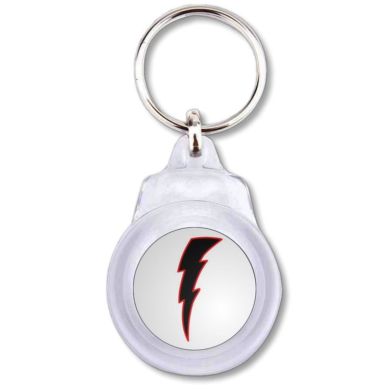 Lightning Bolt Black - Round Plastic Key Ring