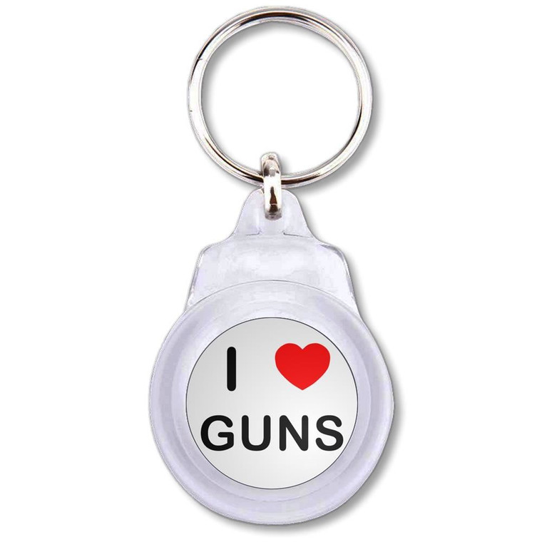 I love Guns - Round Plastic Key Ring