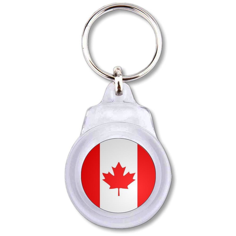 Canada Flag - Round Plastic Key Ring