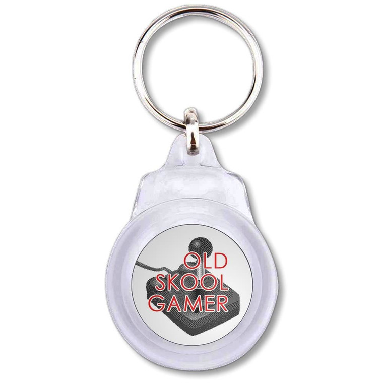 Old Skool Gamer - Round Plastic Key Ring