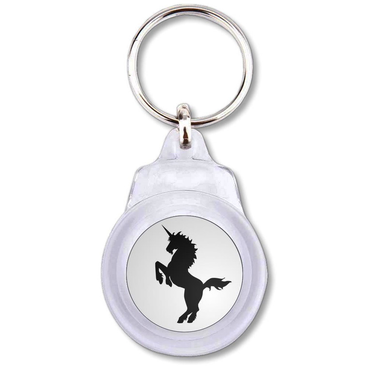 Unicorn Silhouette - Round Plastic Key Ring