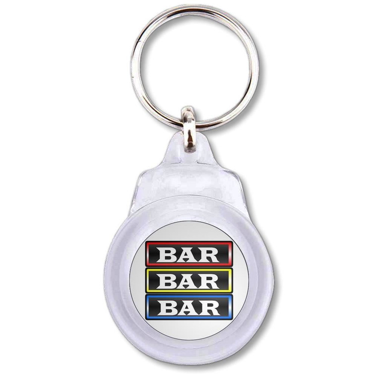 Fruit Machine Bar - Round Plastic Key Ring