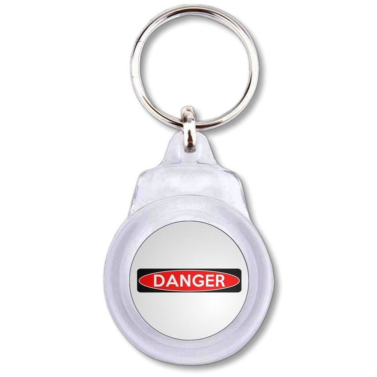 Danger - Round Plastic Key Ring