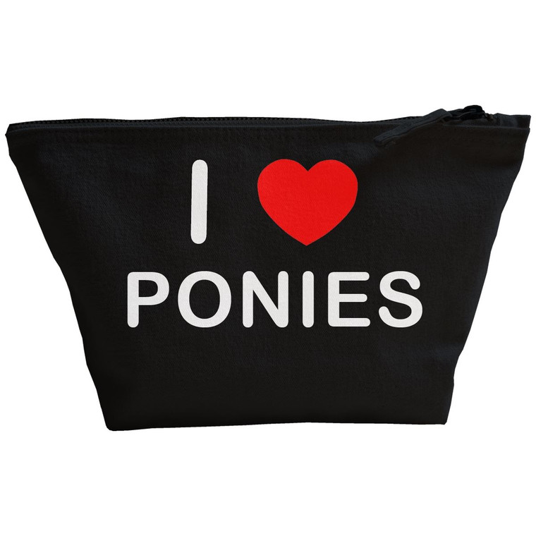 I Love Ponies - Black Make Up Bag