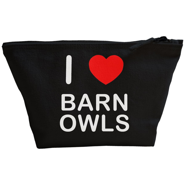 I Love Barn Owls - Black Make Up Bag