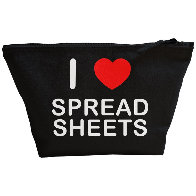 I Love Spreadsheets - Black Make Up Bag