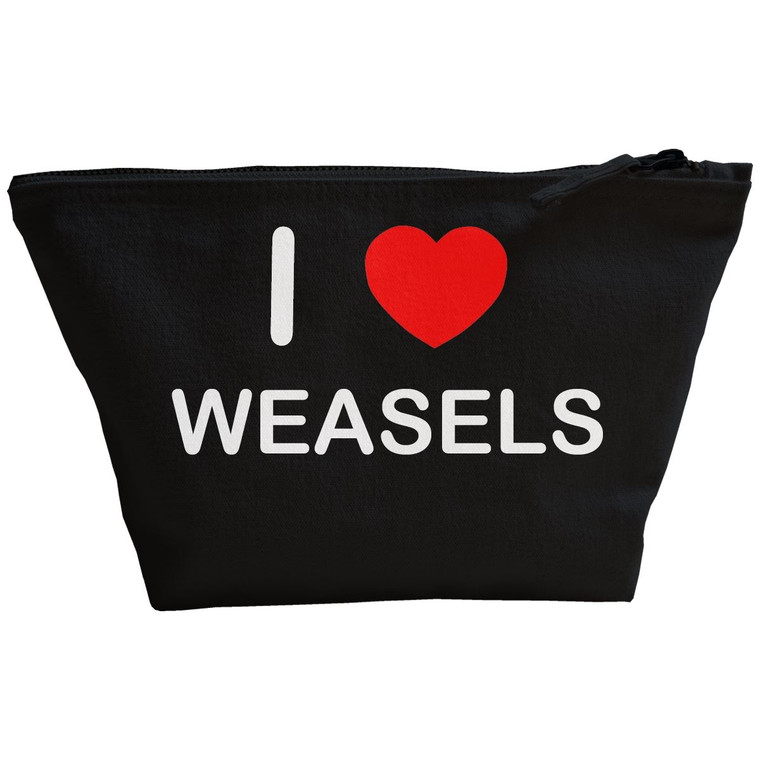 I Love Weasels - Black Make Up Bag