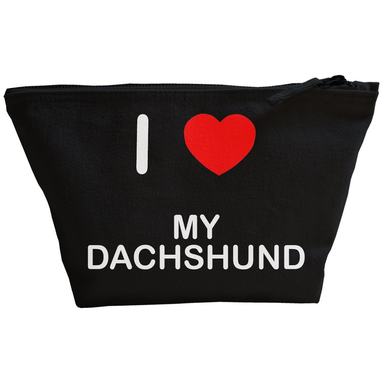 I Love My Dachshund - Black Make Up Bag