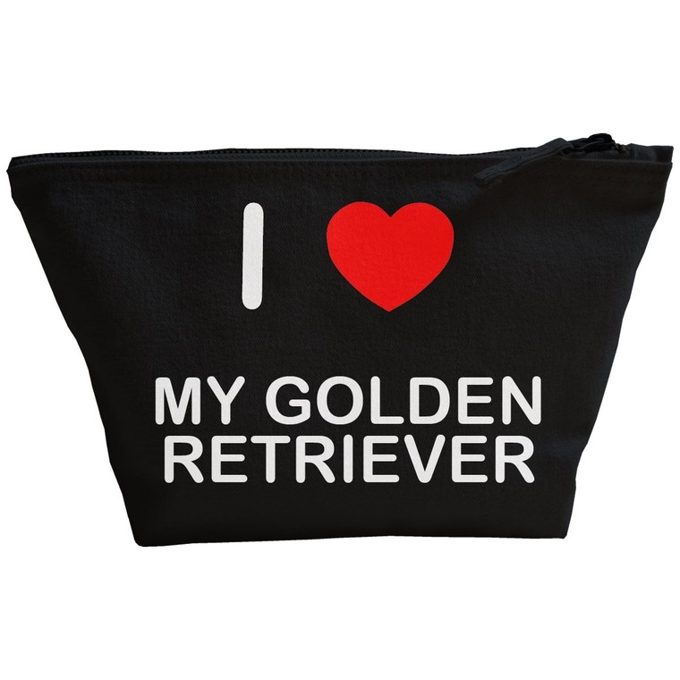 I Love My Golden Retriever - Black Make Up Bag