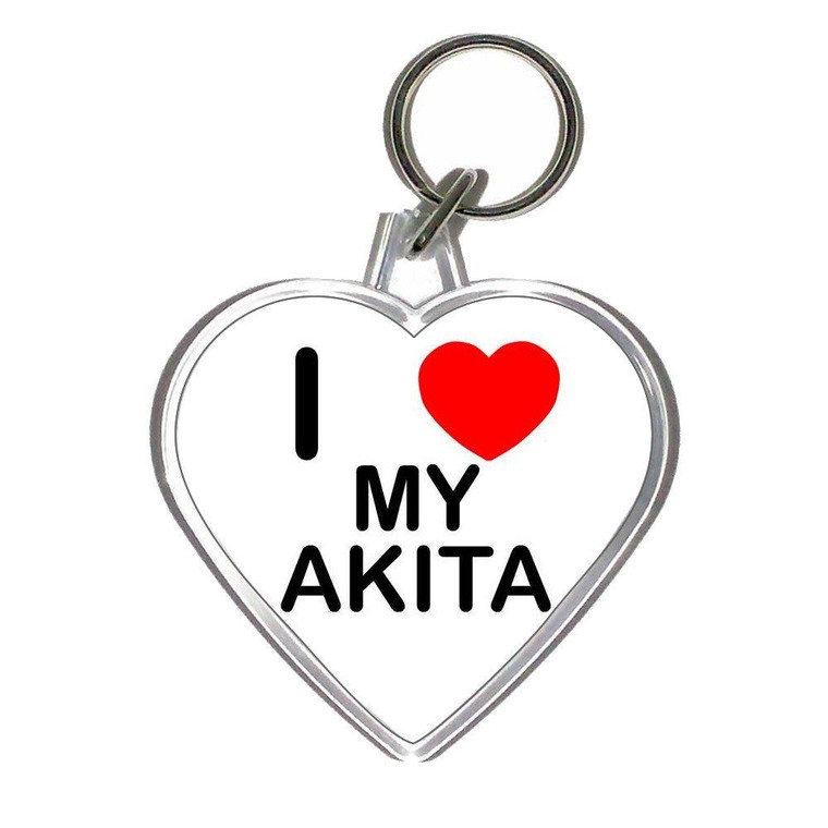 I Love My Akita - Heart Shaped Key Ring