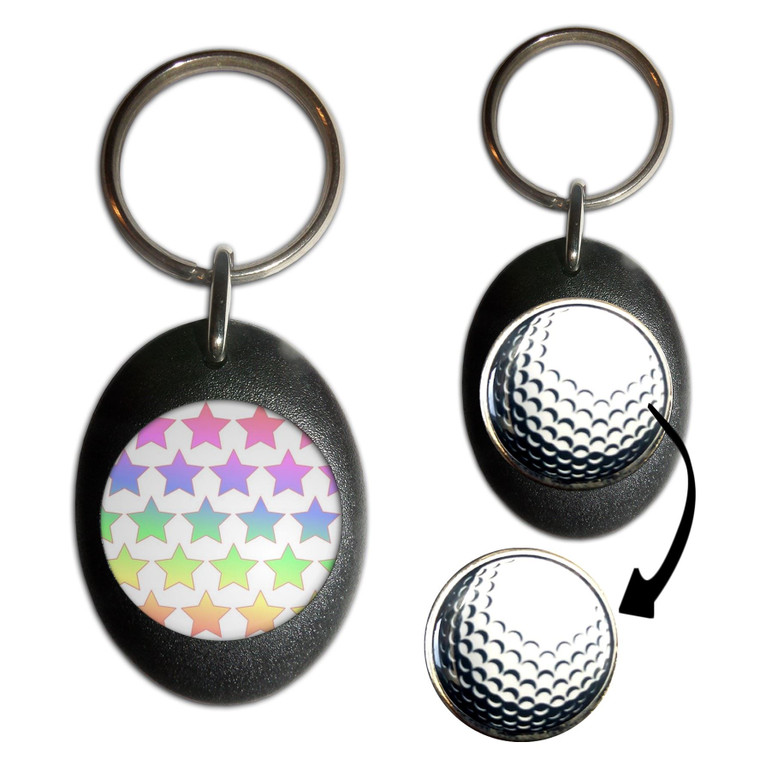 Rainbow Star Pattern - Golf Ball Marker Key Ring