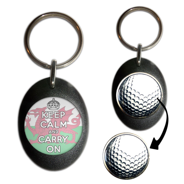 Wales Flag Keep Calm and Carry On - Golf Ball Marker Key Ring