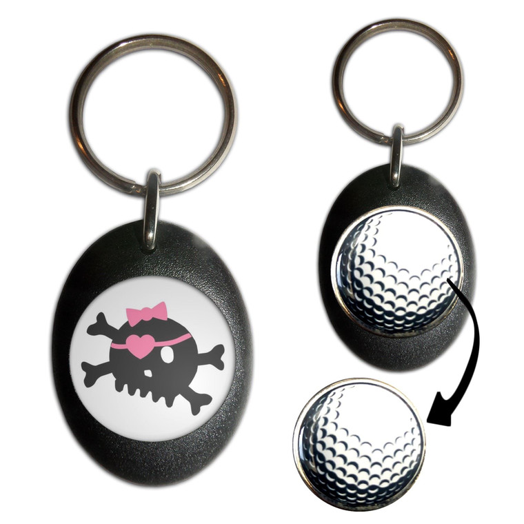 White Skull with Bow - Golf Ball Marker Key Ring