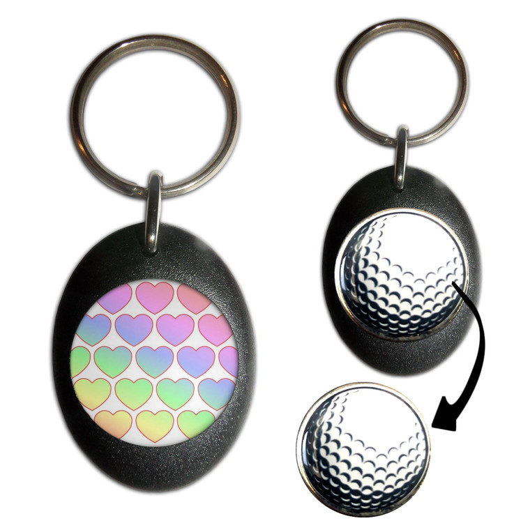 Rainbow Heart Pattern - Golf Ball Marker Key Ring