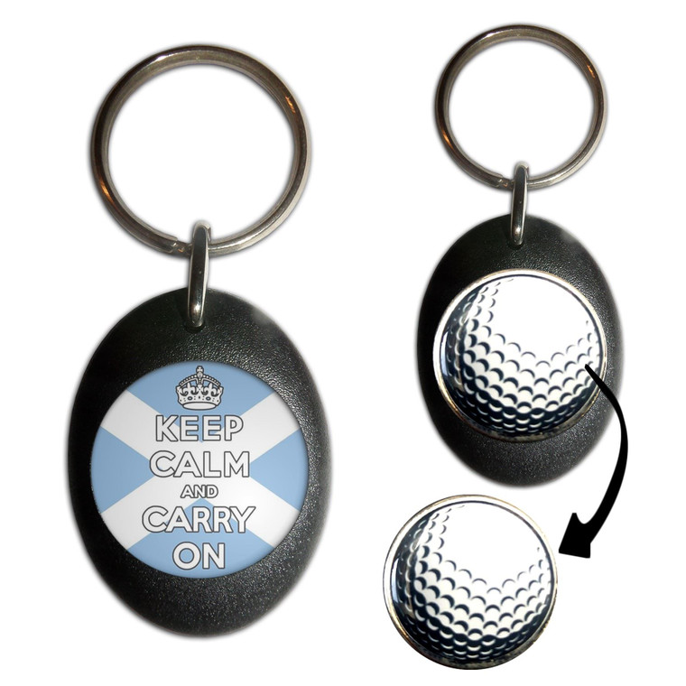 Scotland Flag Keep Calm and Carry On - Golf Ball Marker Key Ring