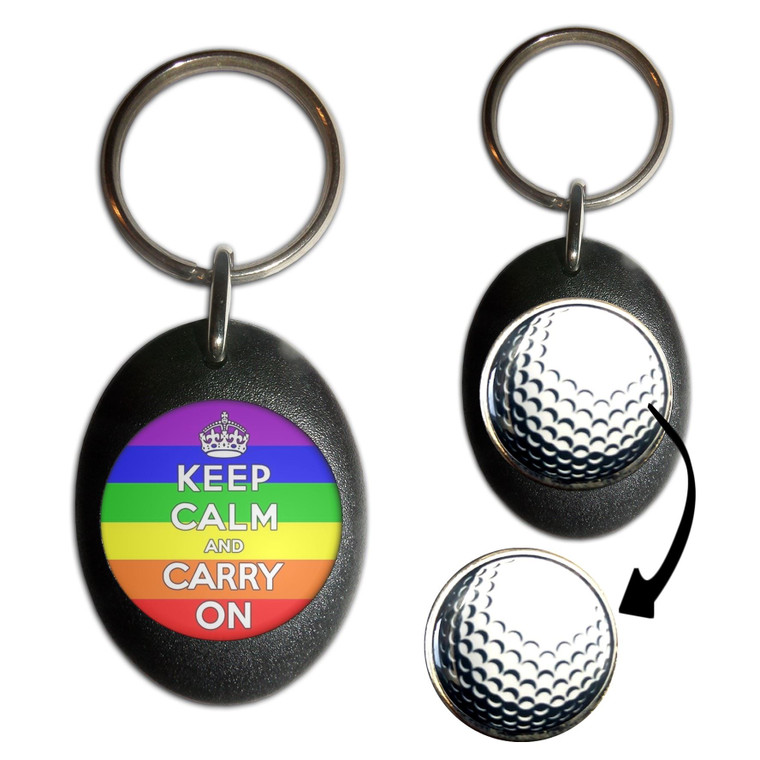 Gay Flag Keep Calm and Carry On - Golf Ball Marker Key Ring