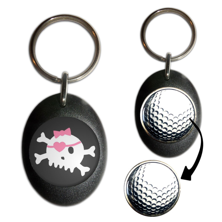 Black Skull with Bow - Golf Ball Marker Key Ring