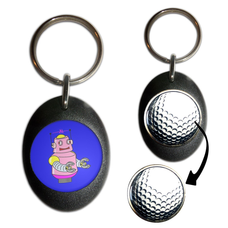 Blue Girl Robot - Golf Ball Marker Key Ring
