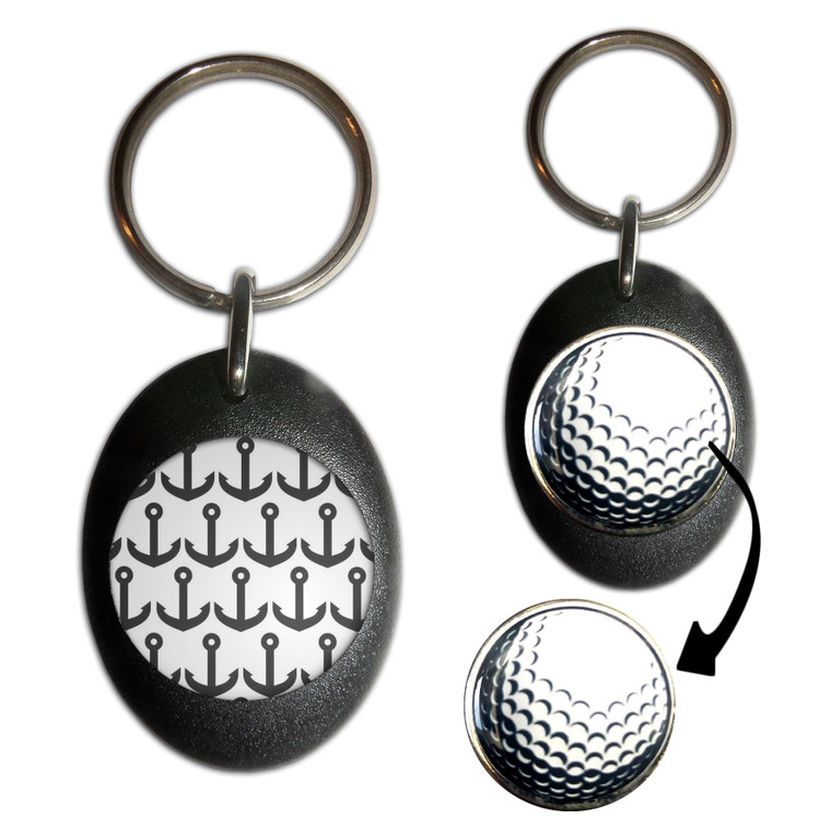 Anchor Black Pattern - Golf Ball Marker Key Ring