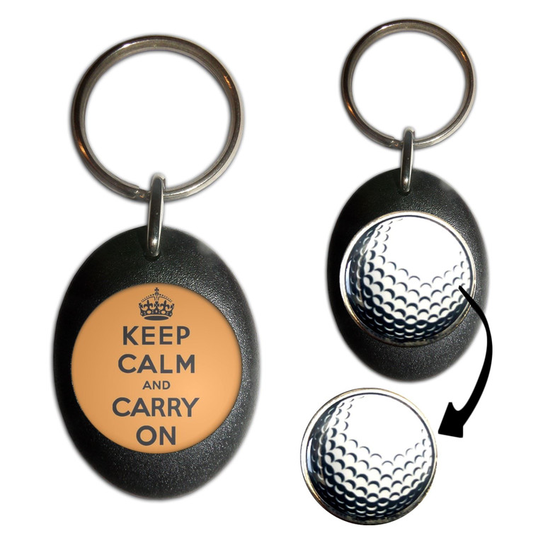 Orange Keep Calm and Carry On - Golf Ball Marker Key Ring