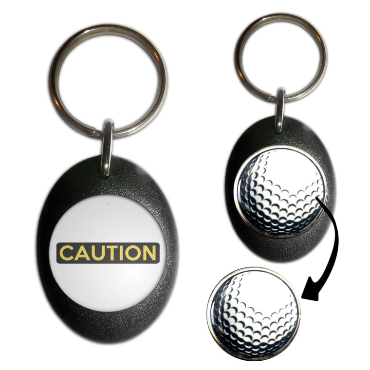 Caution - Golf Ball Marker Key Ring