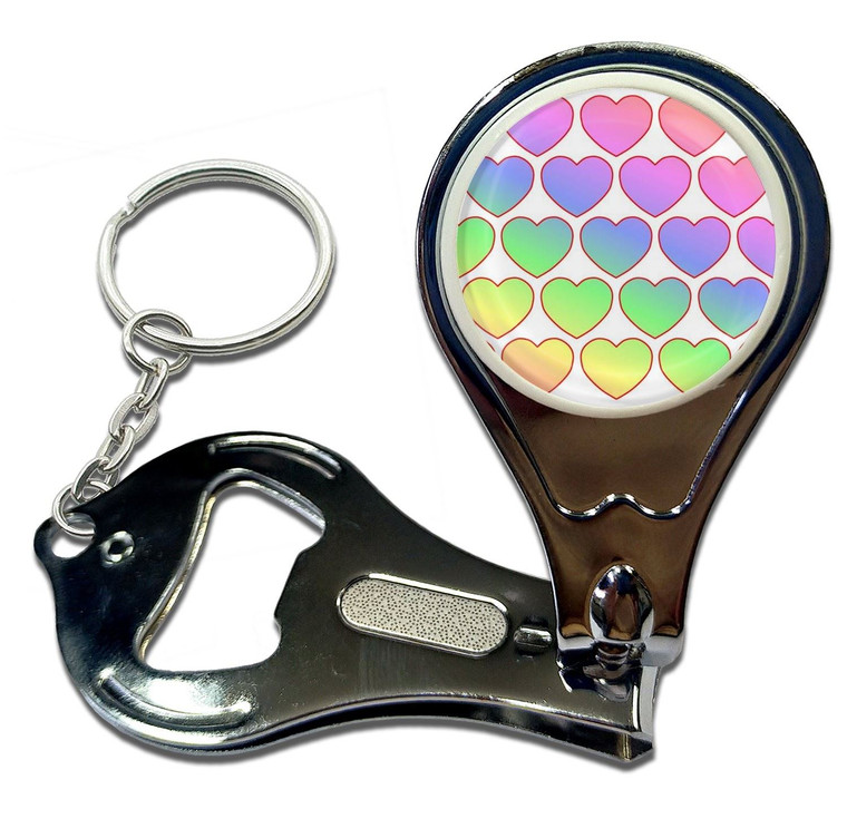 Rainbow Heart Pattern - Nail Clipper Bottle Opener