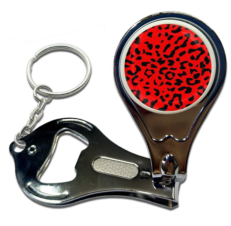 Red Leopard Print - Nail Clipper Bottle Opener