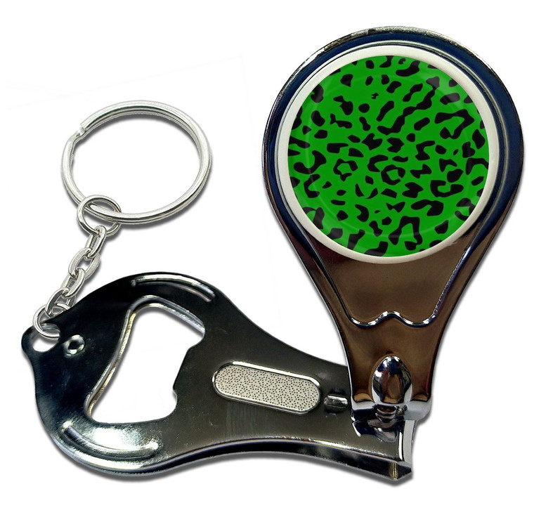 Green Leopard Print - Nail Clipper Bottle Opener