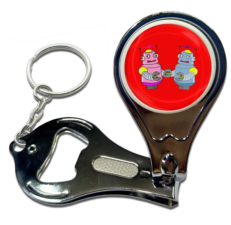 Red Robot Couple - Nail Clipper Bottle Opener