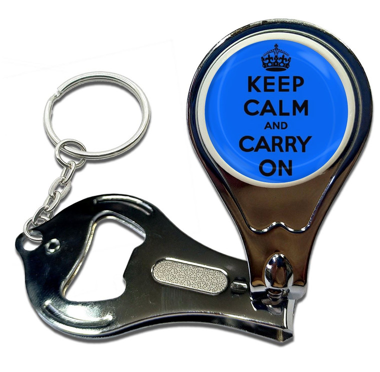 Blue Keep Calm and Carry On - Nail Clipper Bottle Opener