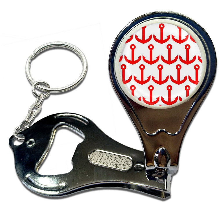 Anchor Red Pattern - Nail Clipper Bottle Opener