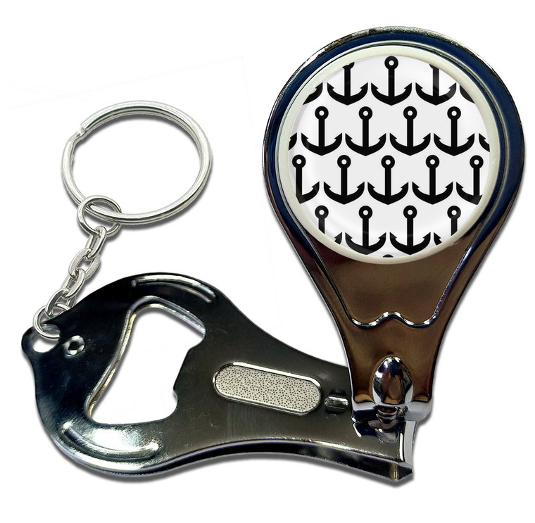 Anchor Black Pattern - Nail Clipper Bottle Opener