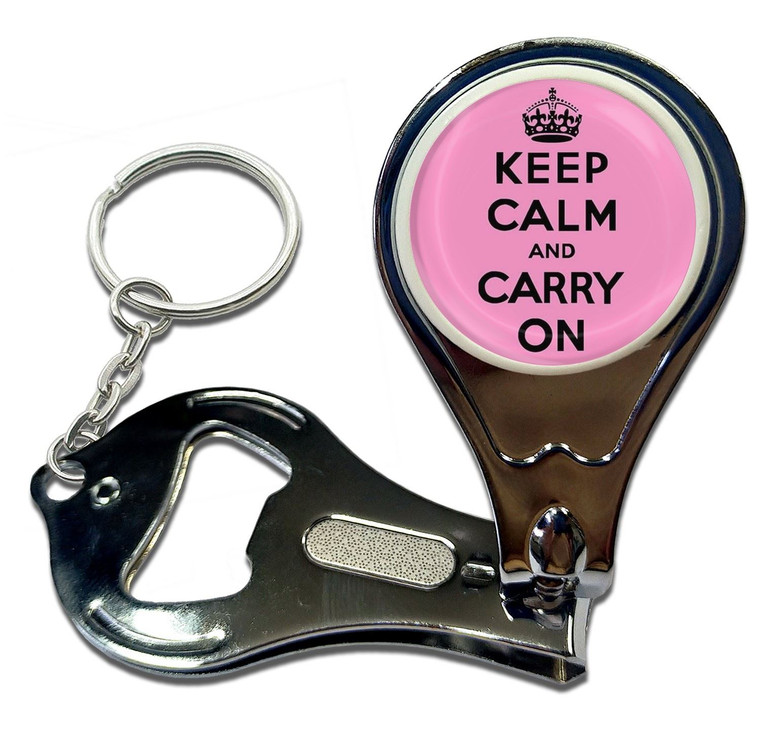 Pink Keep Calm and Carry On - Nail Clipper Bottle Opener
