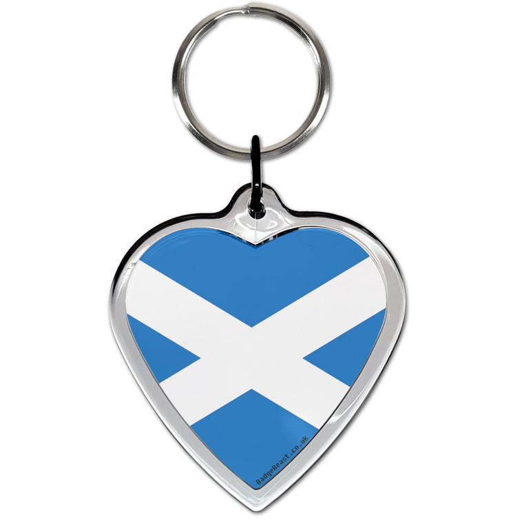 Scotland Flag Small Heart Shaped Key Ring