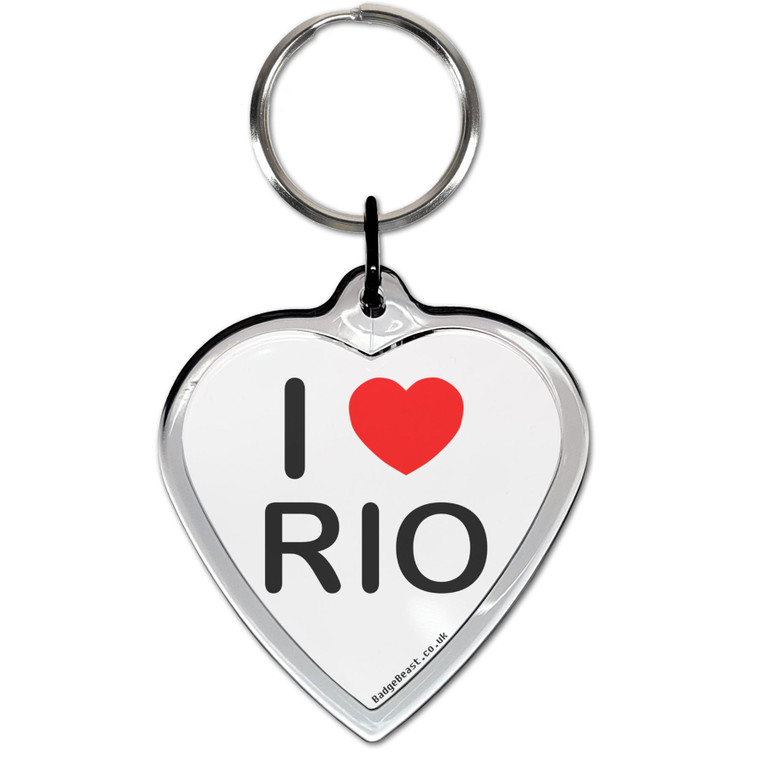I Love Rio Small Heart Shaped Key Ring