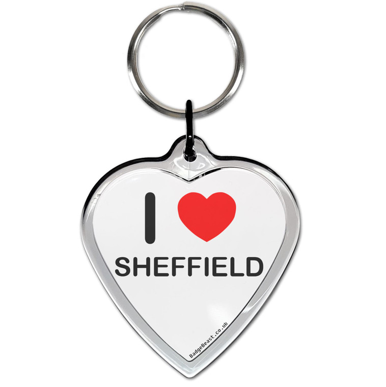 I Love Sheffield Small Heart Shaped Key Ring