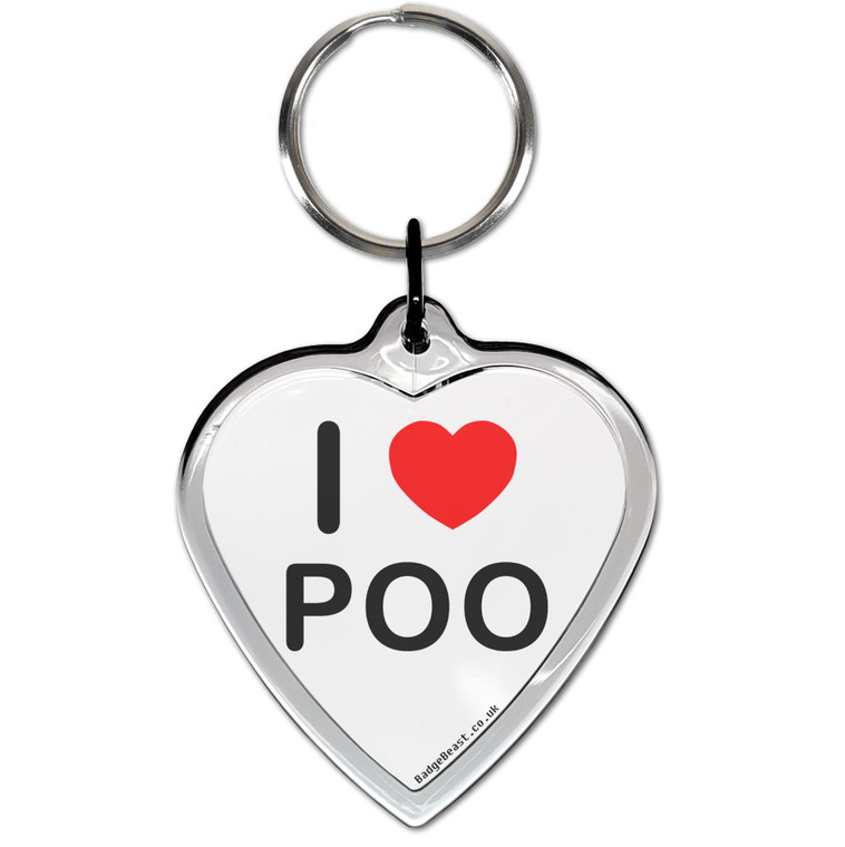 I love Poo Small Heart Shaped Key Ring