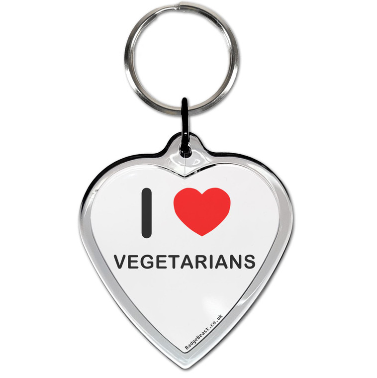 I Love Vegetarians Small Heart Shaped Key Ring