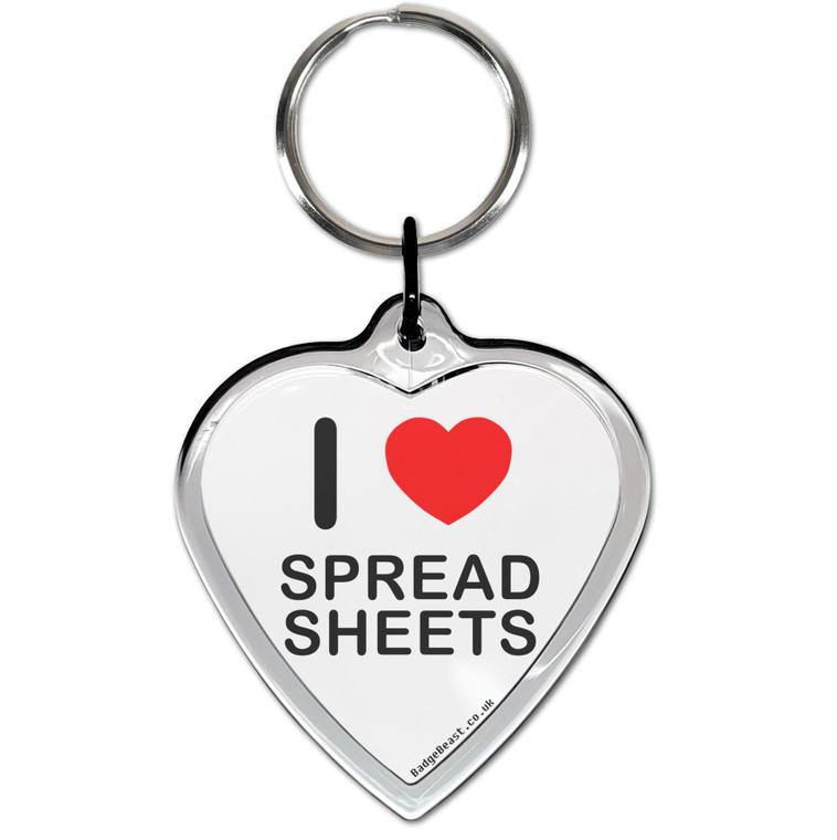 I Love Spreadsheets Small Heart Shaped Key Ring
