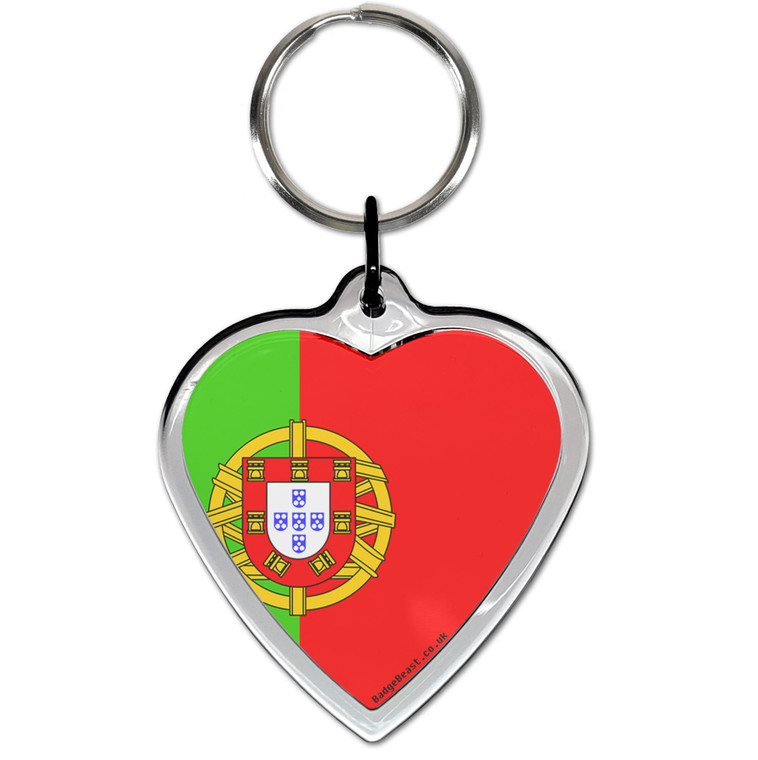 Portugal Flag Small Heart Shaped Key Ring